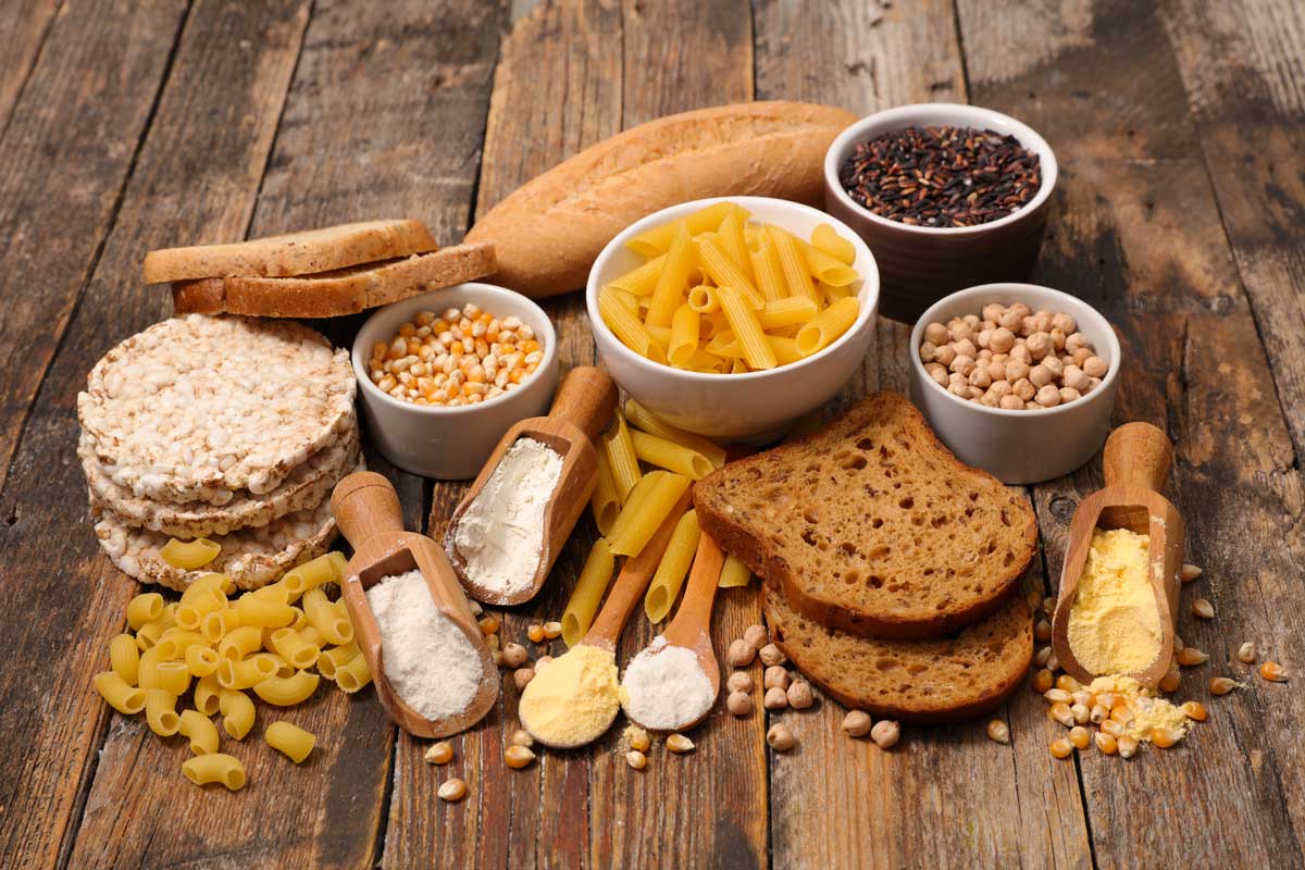 Sélection de produits sans gluten : pains, pâtes, farines...